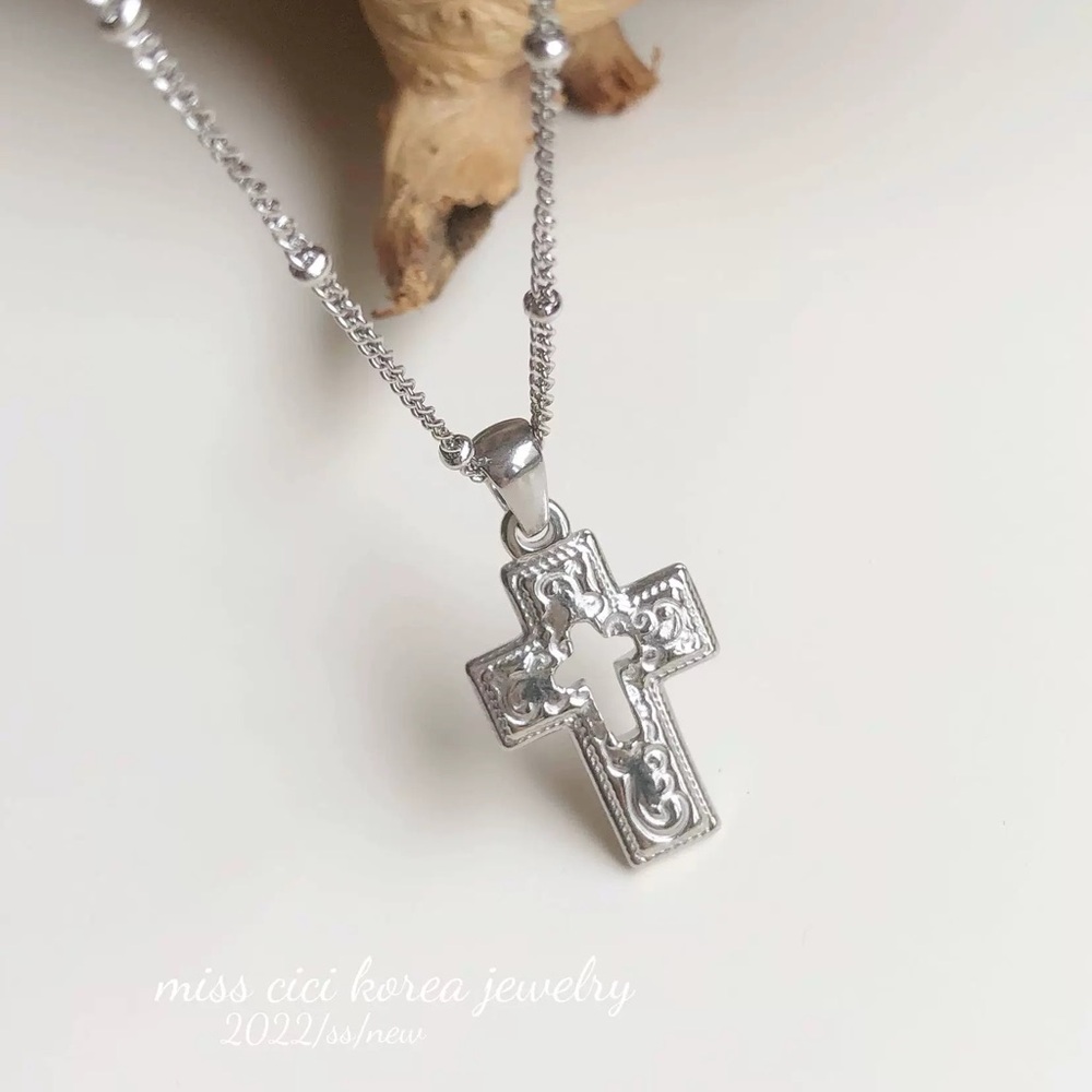 Silver Cross Pendant Necklace